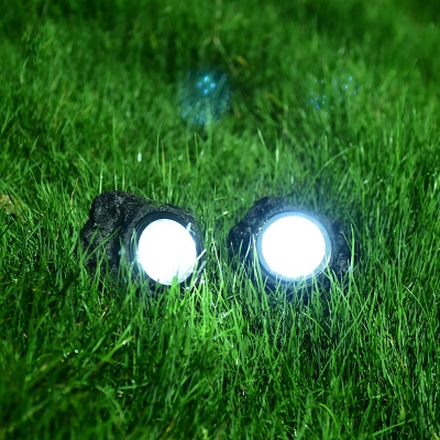 Plastic Stone Shaped LED Ground Light Decorative Black Solar Lawn Lighting for Outdoor