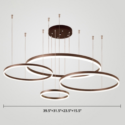 Acrylic Halo Ring Chandelier Minimalistic LED Coffee Pendant Light for Living Room