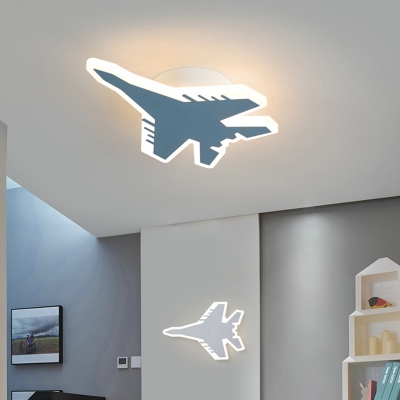 Acrylic Plane Shaped Ceiling Lamp Kids Style LED Flush Mount Fixture for Boys Bedroom