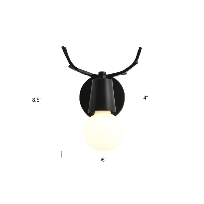 Adjustable Antler Wall Lamp Nordic Metal 1 Head Bedside Sconce Lighting with Open Bulb Design