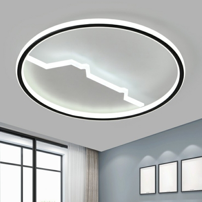 Circle Bedroom Flush Mount Lamp Acrylic Minimalistic LED Ceiling Flush Light in Black-White