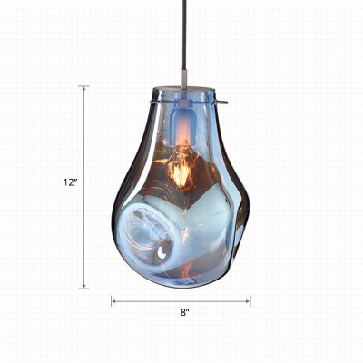 Dimpled Glass Droplet Pendant Lamp Designer Style Single-Bulb Hanging Light for Restaurant