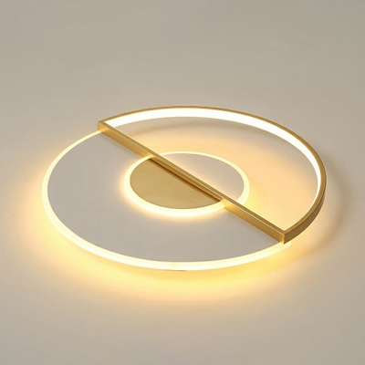 Gold and White Loop Flushmount Light Simplicity LED Metal Ceiling Light for Bedroom