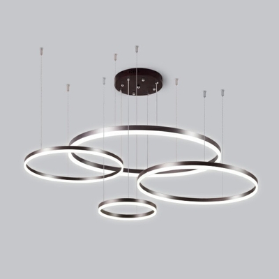 Halo Ring Chandelier Lamp Minimalistic Acrylic LED Hanging Light for Living Room