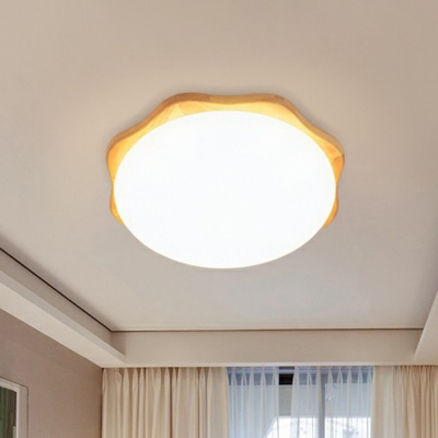 Ultrathin Wooden Flush Ceiling Light Minimalist LED Flush Light Fixture with Acrylic Shade