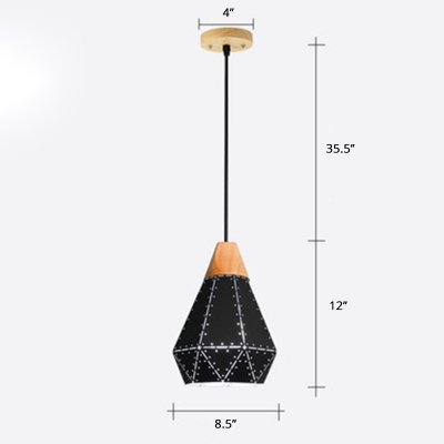 Diamond Shaped Metal Pendant Light Fixture Macaron 1 Bulb Ceiling Lamp with Origami Design