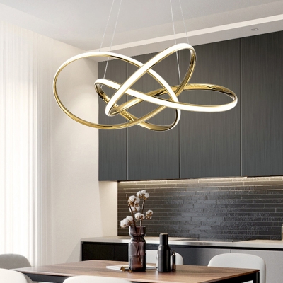 Floral Twist Chandelier Light Artistic Aluminum LED Ceiling Suspension Lamp for Dining Room