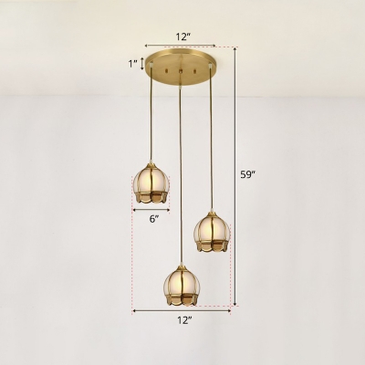 Frosted Glass Gold Finish Hanging Light Geometric 1 Bulb Antiqued Pendant Light over Table