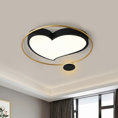 Geometric Ceiling Mount Light Fixture Nordic Metal Bedroom LED Flush Mount in Gold and Black
