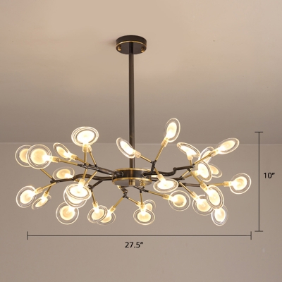 Hand-Blown Glass Firefly Chandelier Nordic Stylish 30-Light Suspension Light for Living Room