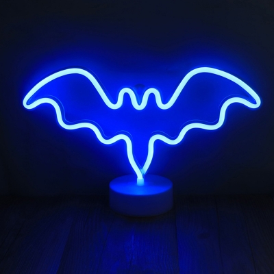 Plastic Cartoon Character Neon Table Lamp Kids Style White Battery LED Night Light