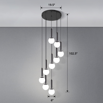 Spherical White Glass Multi-Light Pendant Simple Style Hanging Light for Living Room