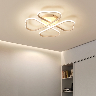 White Clover LED Semi Flush Light Simple Aluminum Ceiling Mounted Light for Bedroom