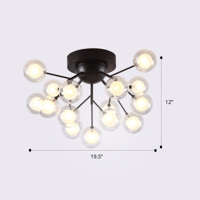 Clear and Frosted Glass Bubbles Ceiling Lamp Postmodern Semi Flush Mount Lighting for Living Room