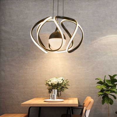 Flower-Like Metal Hanging Lamp Minimalistic LED Chandelier Light Fixture for Living Room