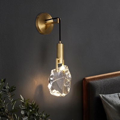 Stone Shaped Wall Light Fixture Simplicity Crystal 1 Head Bedside Wall Hanging Lamp in Gold