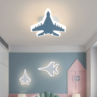 Acrylic Plane Shaped Ceiling Lamp Kids Style LED Flush Mount Fixture for Boys Bedroom