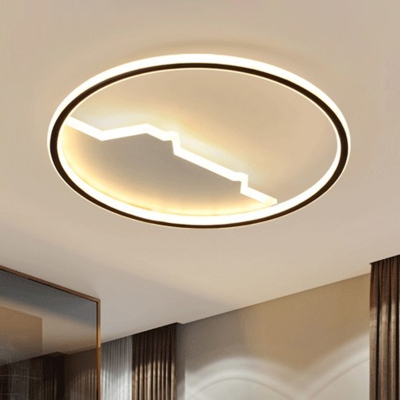 Circle Bedroom Flush Mount Lamp Acrylic Minimalistic LED Ceiling Flush Light in Black-White