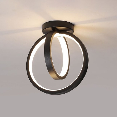 Crossed Ring Metal LED Ceiling Light Simple Style Acrylic Semi Flush Light for Corridor