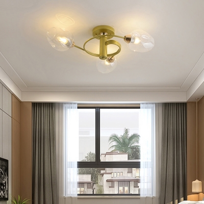 Dimple Glass Cup Flush Mount Post-Modern Semi Flush Ceiling Light Fixture for Bedroom