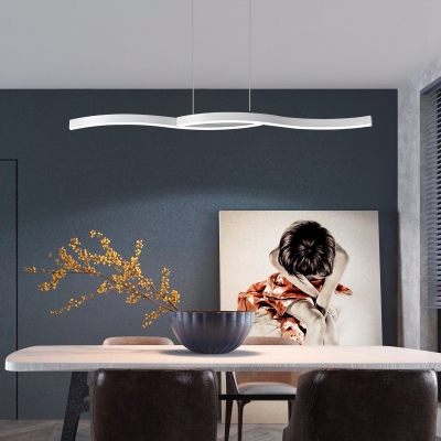 Flow Shape Dining Room Pendant Light Aluminum Minimalism LED Island Light Fixture