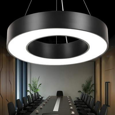 Geometric Office Pendant Lighting Fixture Metal Contemporary LED Chandelier in Black