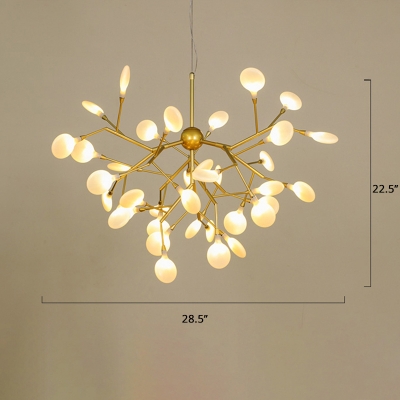 Gold Finish Heracleum Chandelier Minimalistic Acrylic LED Ceiling Hang Light for Dining Room