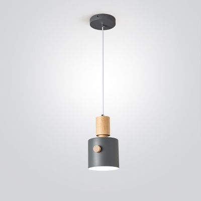 Grenade Down Lighting Pendant Nordic Metal Single-Bulb Ceiling Light with Wood Decor