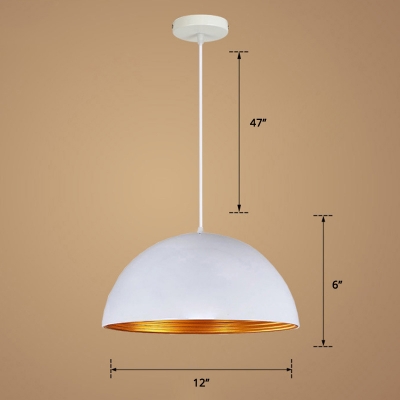 Metal Hemispherical Hanging Light Nordic Style 1 Head Restaurant Ceiling Pendant Lamp