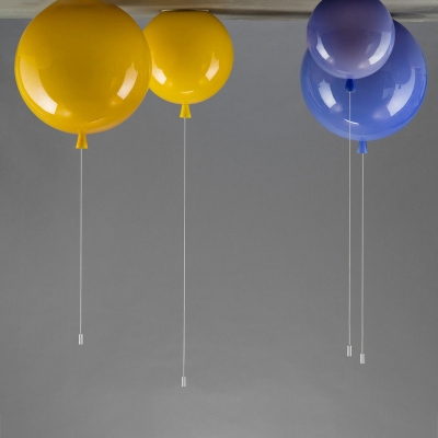 Plastic Balloon Ceiling Fixture Cartoon 1 Bulb Semi Flush Mount Light for Kids Playroom