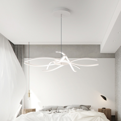Simplicity Line Art Floral Pendant Lamp Aluminum Bedroom LED Chandelier Light Fixture