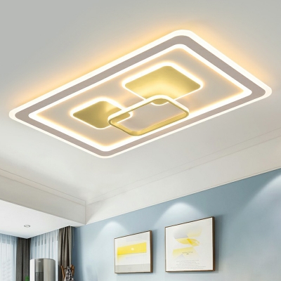 Ultrathin Living Room Ceiling Light Acrylic Modern LED Flush Mount Light Fixture in Gold