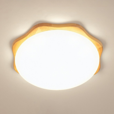 Ultrathin Wooden Flush Ceiling Light Minimalist LED Flush Light Fixture with Acrylic Shade