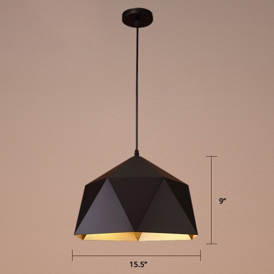 1-Head Pendulum Light Industrial Metal Geometric Hanging Pendant for Dining Room