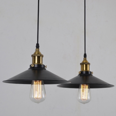 1-Light Iron Pendulum Light Loft Style Black Shaded Dining Room Pendant Lighting