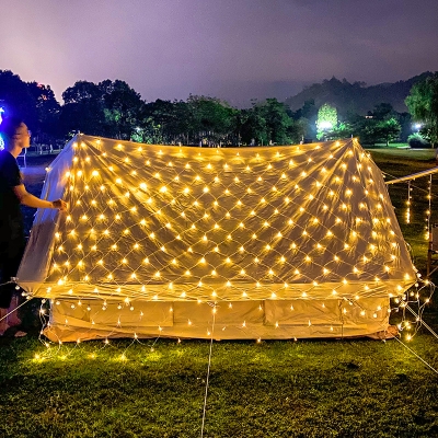 9.8ft White Fishing Net Solar Festive Lighting Artistic 256-Bulb Plastic LED Christmas Light for Garden