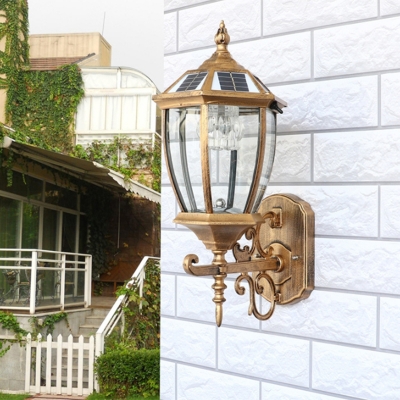 Bell Shaped Garden Solar Wall Lighting Vintage Clear Glass LED Wall Light Sconce
