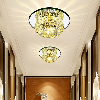 Clear Crystal Circle Flush Light Modern LED Flush Mount Ceiling Light for Corridor