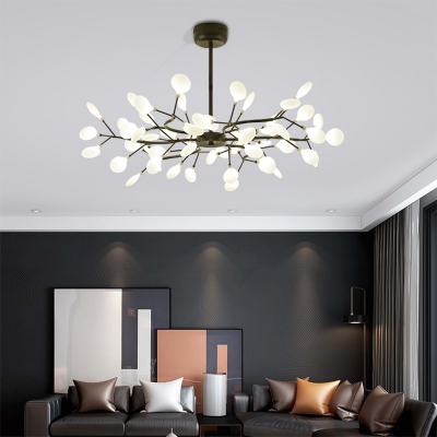 Heracleum Glass Chandelier Light Modernist Black Ceiling Light Fixture for Living Room