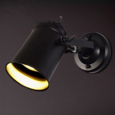 Matte Black 1 Head Wall Lamp Industrial Iron Cylindrical Wall Mount Light with Adjustable Handle