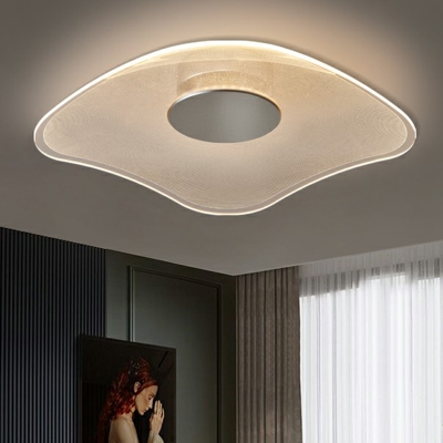 Melting Frame Acrylic Ceiling Lighting Novelty Simple Chrome LED Flush Mount Light for Bedroom