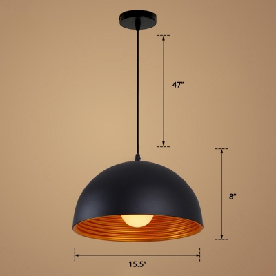 Metal Hemispherical Hanging Light Nordic Style 1 Head Restaurant Ceiling Pendant Lamp