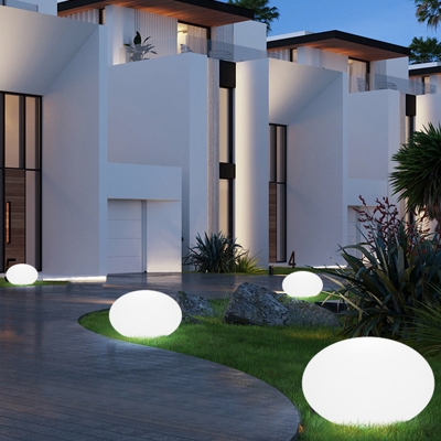 PE Pebble Shaped Ground Stake Light Nordic White LED USB Outdoor Lamp for Decoration
