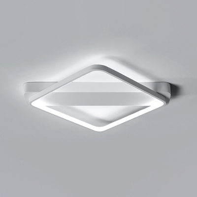 White Frame Flush-Mount Light Fixture Simplicity LED Aluminum Ceiling Lamp for Bedroom