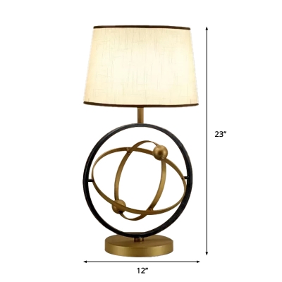 1 Bulb Tapered Drum Task Light Modernist Fabric Nightstand Lamp in Bronze for Bedroom