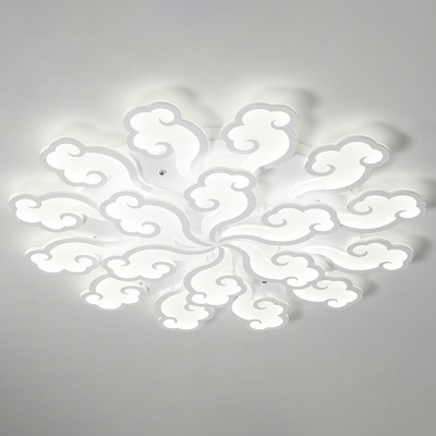 Auspicious Cloud Shaped Flushmount Light Modern Metal Living Room LED Semi Mount Lighting in White