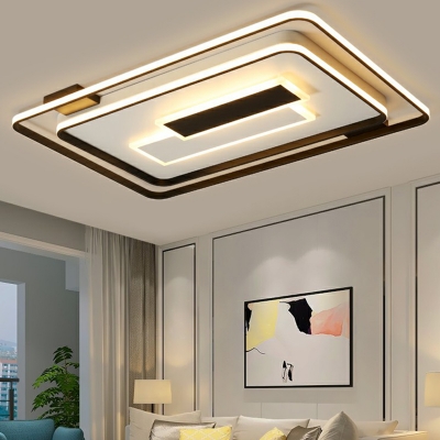 Black Geometrical Flush Mount Lamp Minimalist Acrylic Surface Mounted Led Ceiling Light for Living Room