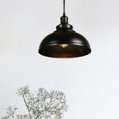 Bowl Shaped Dining Room Suspension Light Industrial Metal 1-Light Pendant Light Fixture