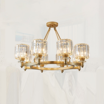 Cylinder Shade Ceiling Suspension Lamp Minimalism Crystal Sitting Room Hanging Chandelier
