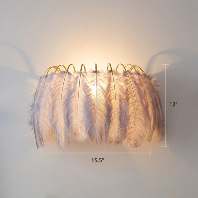 Feather Shade Wall Lamp Minimalistic Single-Bulb Wall Sconce Lighting for Bedroom